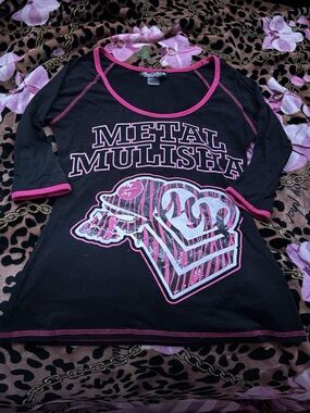 Metal Mulisha Black Tee with Pink Trim and Graphic